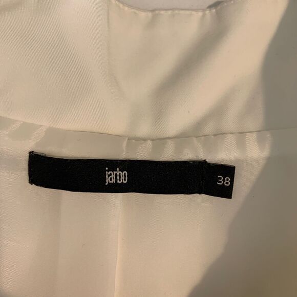 Jarbo Blouse Womens 38 White Crepe Fabric 3/4 Sleeve Tie Waist Tulip Layered - Picture 10 of 15